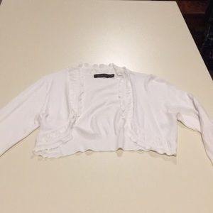 White ruffle trim shrug